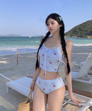 【3点セット】水着 ビキニ スカート付き かわいい フェミニン フラワー柄 小胸さん 温泉 リゾート ビーチ JC7-DP-A22963