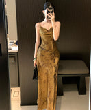 ロングドレス キャバドレス セクシー 上品 サテン バイアスカット ゴールド パーティー JC2-AQR3266