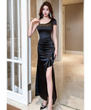 【2色】ロングドレス キャバドレス セクシー プラスサイズ タイトフィット エレガント 細見え スリット入り イレギュラーデザイン クラブ JC2-JX5811