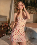 ルームウェア セクシー フラワーレース キャミソール 透け感 ダルメシアンネック 可愛い ナイトウェア LW2-GR5615