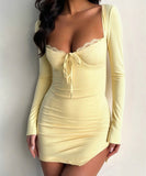 【4色】ミニドレス キャバドレス セクシー タイトミニワンピース 長袖 ショート丈 ボディコン LW2-DYK2533511