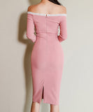 膝丈ドレス 韓国っぽ 着痩せ 通勤 脚長効果 大人可愛い MY2-MLS7683