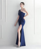 【6色】ロングドレス キラキラ パーティードレス ワンーショルダー お姫様 誕生日 演奏会 宴会 WQ2-YEY19971#