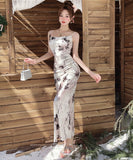 【3色】ロングドレス キャバドレス セクシー 胸元大胆 レオパード柄 ベロア素材 キャミワンピ タイトシルエット 指名 JC2-DD6330