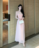 ロングドレス キャバドレス セクシー ラグジュアリー チュール ウエストマーク ウエストマーク キャミソールドレス JC2-XHY918345