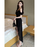 ミニドレス キャバドレス セクシー メッシュ キャミワンピ スリット入り スパンコール 前ミニ クラブ JC2-JX5802