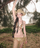 水着 ビキニ セクシー レースアップ メッシュ シェル ギャル系  写真映え ビーチ 温泉 リゾートDQ7-DP-A11035