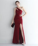 【4色】Lady's coco ロングドレス キャバドレス セクシー サテン 細見え ワンショルダー タイト マーメイドドレス パーティー 結婚式 イブニングドレス JC2-YEY18987