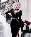 【2点セット】 セクシー コスプレ ハロウィン レトロ ゴシック ベルベット シスター ハーネス アンダーグラウンド パンク スリット JC2-XJJ235