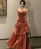 【5色】ロングドレス キャバドレス セクシー マーメイド フリル キャミソールドレス JC2-XHY913191