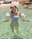 水着 ビキニ セクシー ストライプ ハイウエストビキニ キャミデザイン 写真映え ビーチ リゾート 温泉DQ7-DP-A23067