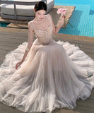 ロングドレス キャバドレス セクシー ガーリー フレンチスタイル チュール コルセット風 レース 刺繍 キャミソール フリル JC2-XHY915239