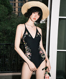 水着 ビキニ セクシー 刺繍 海辺 花柄 Vネック hot girl おしゃれ 着痩せ YH7-CF001