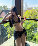 水着 ビキニ レディース 三角ビキニ ポルカドット デザイン ベルト付き ショートスカート セクシー リゾート風 ビーチDQ7-DP-A10964