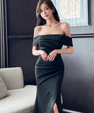 【2色】ロングドレス キャバドレス セクシー ストラップレス エレガント スリット入り パーティー 二次会 誕生日 JC2-YM9207