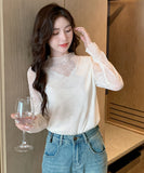 【2色】トップス レディース セクシー レースインナー 長袖 レーストップス シアー プラスサイズ デートコーデ 通勤 JC1-JW8896GT622