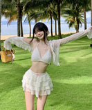 【3点セット】水着 ビキニ スカートビキニ ガーリー ティアードスカート 温泉 リゾート ビーチ JC7-DP-A23034