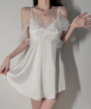【2色】ルームウェア セクシー レース ナイトドレス  バックオープン LW8-GR5387
