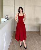 【2色】膝丈ドレス 高級感 ラAイン 着痩せ 名媛風 セクシー おしゃれ YH2-ZED889769GT347