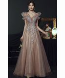 ロングドレス キャバドレス パーティードレス 細見え フェアリー風 エレガント ビジュー付き パーティー 誕生日 フリルネック JC2-XYYB-66