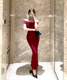 【2色】ロングドレス キャバドレス セクシー フレンチ オフショルダー 細見え エレガント フォーマルドレス JC2-WDS5560