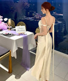 ロングドレス キャバドレス セクシー ドレープネック レース切り替え キャミワンピ ギャザー 着痩せ サテン バースデー パーティー JC2-XHY919336