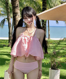 【2色】【3点セット】水着 ビキニ セクシー ガーリー バックオープン ビーチ 温泉 リゾート JC7-DP-A23026