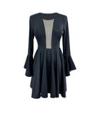 ミニドレス キャバドレス 着痩せ Aライン セクシー 気質 透け感 長袖 YH2-YM8793