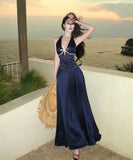 ロングドレス キャバドレス セクシー フレンチ風 Vネック カットアウト カットアウト ウエストマーク リボンディテール 清楚系 JC2-YPX1-E212-11250750