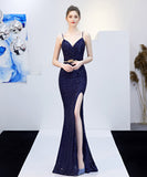 【7色】ロングドレス キラキラ Vネック 高級感 披露宴 宴会 マーメイドドレス YH2-YEY16276#