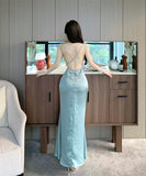 ロングドレス キャバドレス セクシー フレンチ オフショルダー キャミワンピ バックオープン パーティー JC2-DD4031