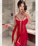 【3色】ルームウェア ランジェリー セクシー レース ディープVネック フロントオープン シースルーメッシュ 透け感 誘惑 イチャラブ JC7-JJ1687