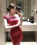 ミニドレス キャバドレス セクシー ビジュー ワンショルダー ウエストシェイプ プリーツ パーティー JC2-WDS5498