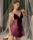 【5色】セクシー レース ナイトドレス  バックオープン ルームウェア LW8-GR2523