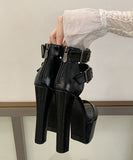 ハイヒール ラウンドトゥ バックル付き チャンキーヒール プラットフォーム ワンストラップサンダル JC5-JLG-MY-953-11