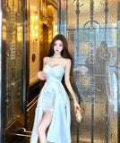 ミニドレス キャバドレス キャミソールワンピースクシー レース不規則デザイン Vネック 高見え KS2-DD5269