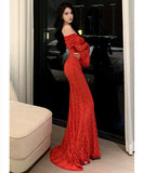 【2色】ロングドレス キャバドレス セクシー フレンチスタイル オフショルダー エレガント ウエストマーク 細見え パーティー バースデー JC2-XHY919202