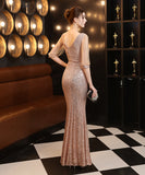 【5色】ロングドレス キラキラ セクシー エレガント 気質 演奏会 宴会 YH2-YEY18177#