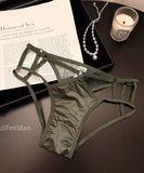 下着 サテンレース ショーツ 透け感 細ストラップ セクシー 三角ショーツ  綿100%のクロッチャー付き LW2-RS61-70d