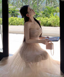 Lady's coco ロングドレス キャバドレス セクシー  チュール切り替え リボンキャミワンピ ウエストマーク フレアシルエット JC2-CD1-119-97380720