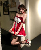 【3点セット】クリスマス 大人可愛い セクシー ビッグリボン チューブトップ レッド キラキラ ボリューム クリスマスパーティー JC2-DML73