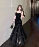 ロングドレス キャバドレス セクシー チュール切り替え スパンコール キャミワンピ パーティー 誕生日 JC2-DD4030