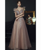 ロングドレス キャバドレス パーティードレス 細見え フェアリー風 エレガント ビジュー付き パーティー 誕生日 フリルネック JC2-XYYB-66