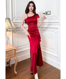 【2色】ロングドレス キャバドレス セクシー プラスサイズ タイトフィット エレガント 細見え スリット入り イレギュラーデザイン クラブ JC2-JX5811