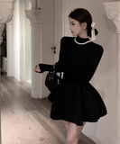 ミニドレス キャバドレス かわいい ふんわりシルエット フレンチムード ハイネック デート 通勤 お呼ばれコーデ JC2-XHY918113