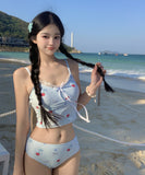 【3点セット】水着 ビキニ スカート付き かわいい フェミニン フラワー柄 小胸さん 温泉 リゾート ビーチ JC7-DP-A22963