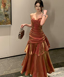 【5色】ロングドレス キャバドレス セクシー マーメイド フリル キャミソールドレス JC2-XHY913191