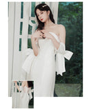 ロングドレス キャバドレス パーティードレス ホワイト ベアトップ マーメイドライン エンゲージメント バースデー パーティー JC2-AYL111001