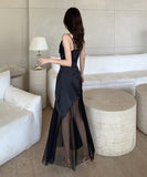 ロングドレス 高級感 チュール 着痩せ フリル セクシー おしゃれ YH2-ZED889761GT347