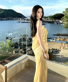 ロングドレス キャバドレス セクシー ベアトップ 上品 サテン リボンデザイン カットアウト バックオープン 誕生日 JC2-XHY911182